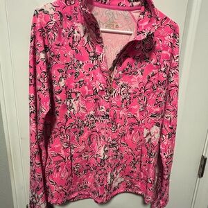 Lilly Pulitzer Luxletic Serena Jacket UPF 50+ Plumeria Purposefully Pink Sz M